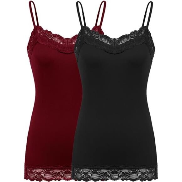 Other - Women's Adjustable Spaghetti Strap Tank Top 2PACK Black/Wine Red